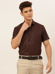 Indian Needle Men's Cotton Solid Formal Shirt's - SF_833Coffee_S
