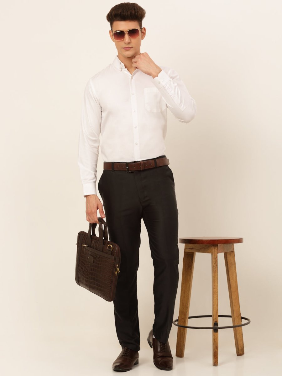 Indian Needle Men's Cotton Solid Formal Shirt's - SF_835White_S