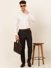 Indian Needle Men's Cotton Solid Formal Shirt's - SF_835White_S