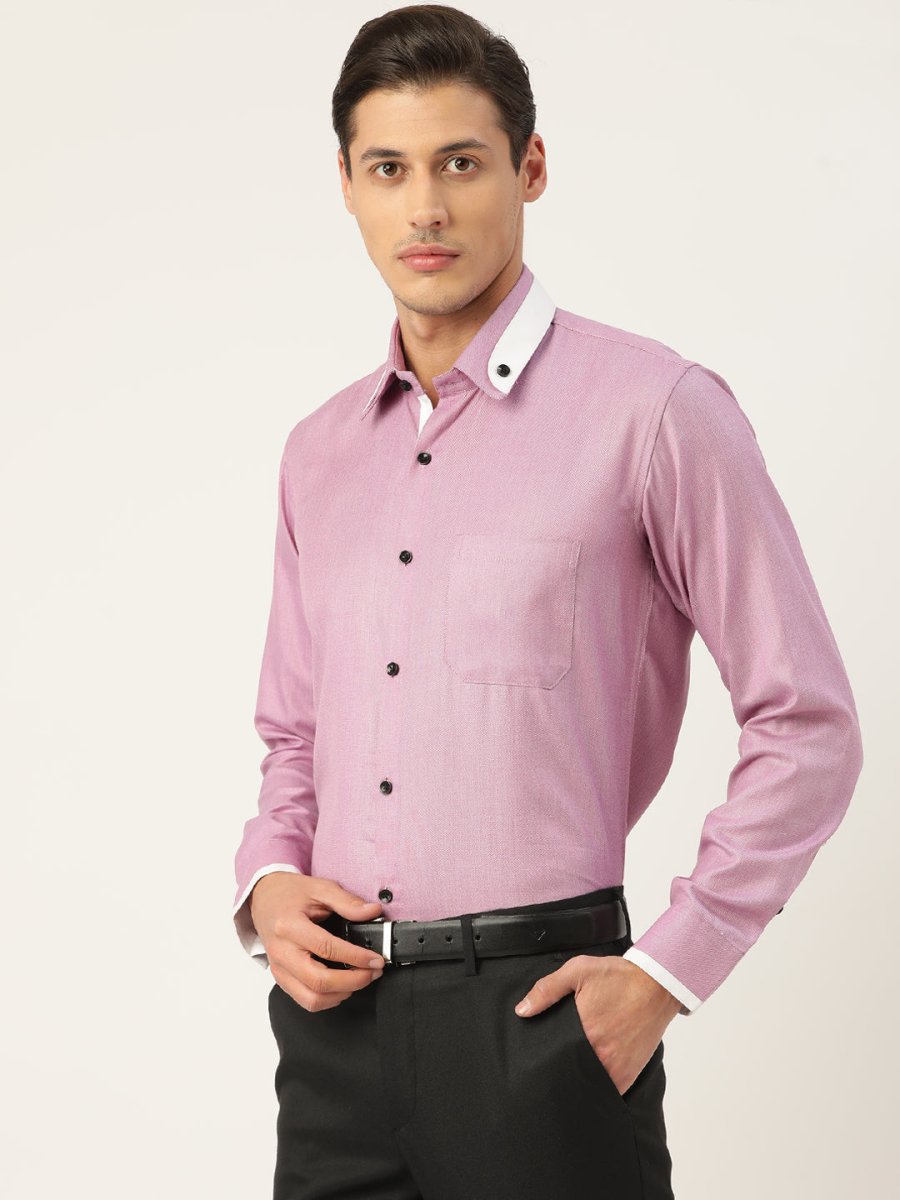 Indian Needle Men's Cotton Solid Formal Shirts - SF_796Purple_S