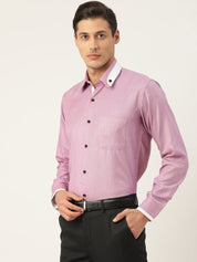 Indian Needle Men's Cotton Solid Formal Shirts - SF_796Purple_S