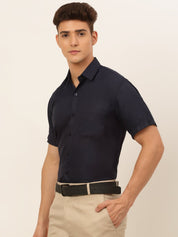 Indian Needle Men's Cotton Solid Formal Shirt's - SF_833Navy_S
