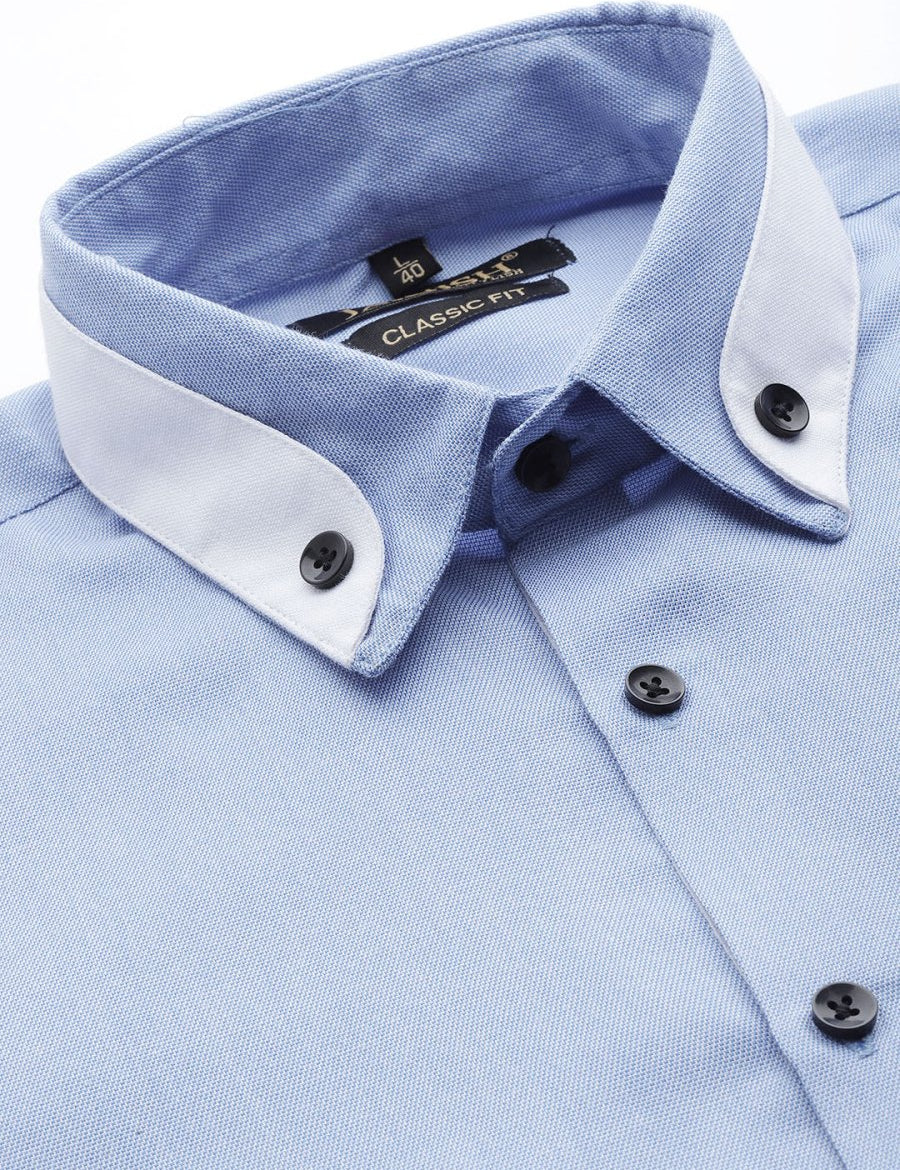 Indian Needle Men's Cotton Solid Formal Shirts - SF_796Blue_S