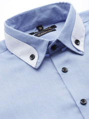 Indian Needle Men's Cotton Solid Formal Shirts - SF_796Blue_S
