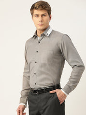 Indian Needle Men's Cotton Solid Formal Shirts - SF_796Charcoal_S