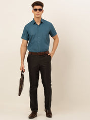 Indian Needle Men's Cotton Solid Formal Shirt's - SF_833Teal_S