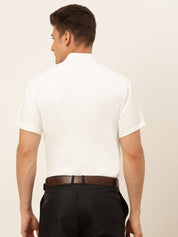 Indian Needle Men's Cotton Solid Formal Shirt's - SF_833White_S