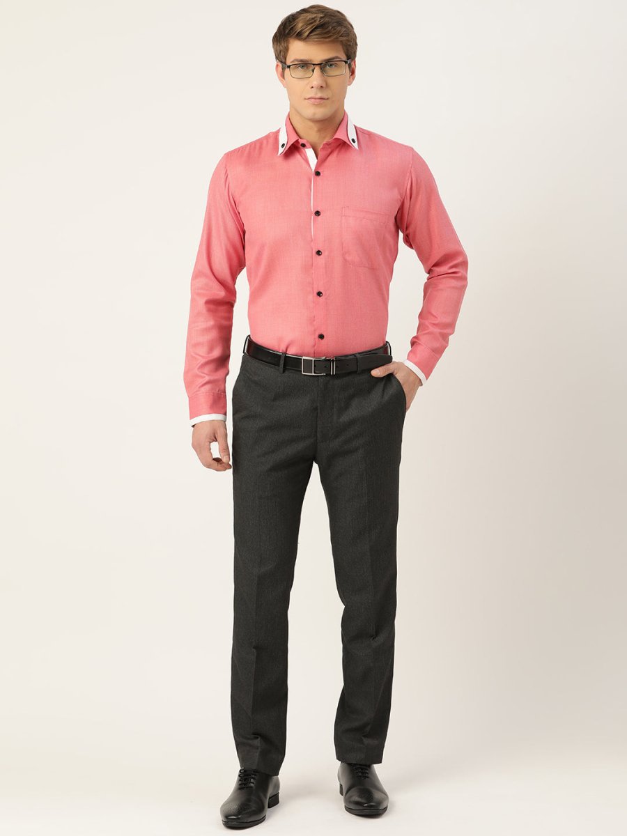 Indian Needle Men's Cotton Solid Formal Shirts - SF_796Red_S