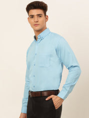 Indian Needle Men's Cotton Solid Formal Shirt's - SF_835Sky_S