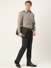 Indian Needle Men's Cotton Solid Formal Shirts - SF_796Charcoal_S
