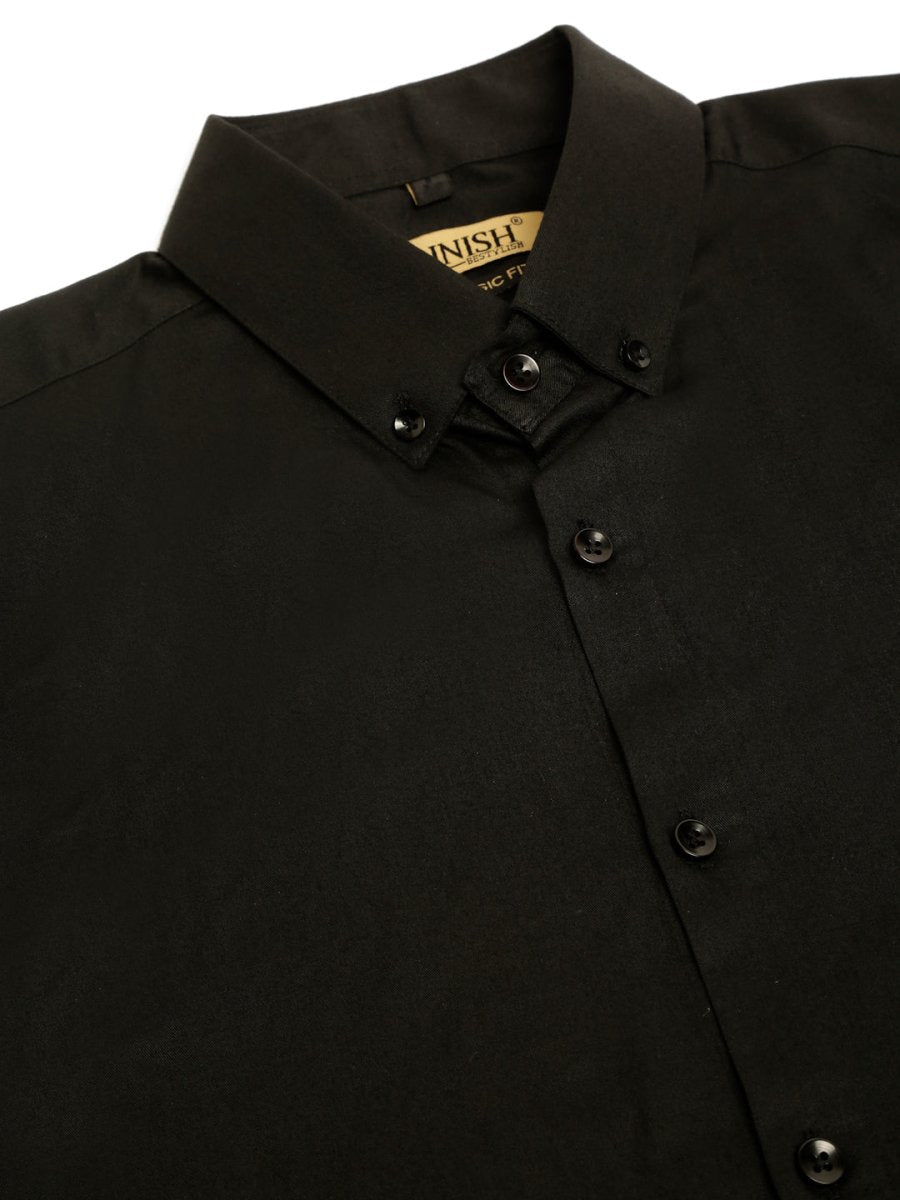 Indian Needle Men's Cotton Solid Formal Shirt's - SF_835Black_S