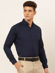 Indian Needle Men's Cotton Solid Formal Shirt's - SF_835Navy_S