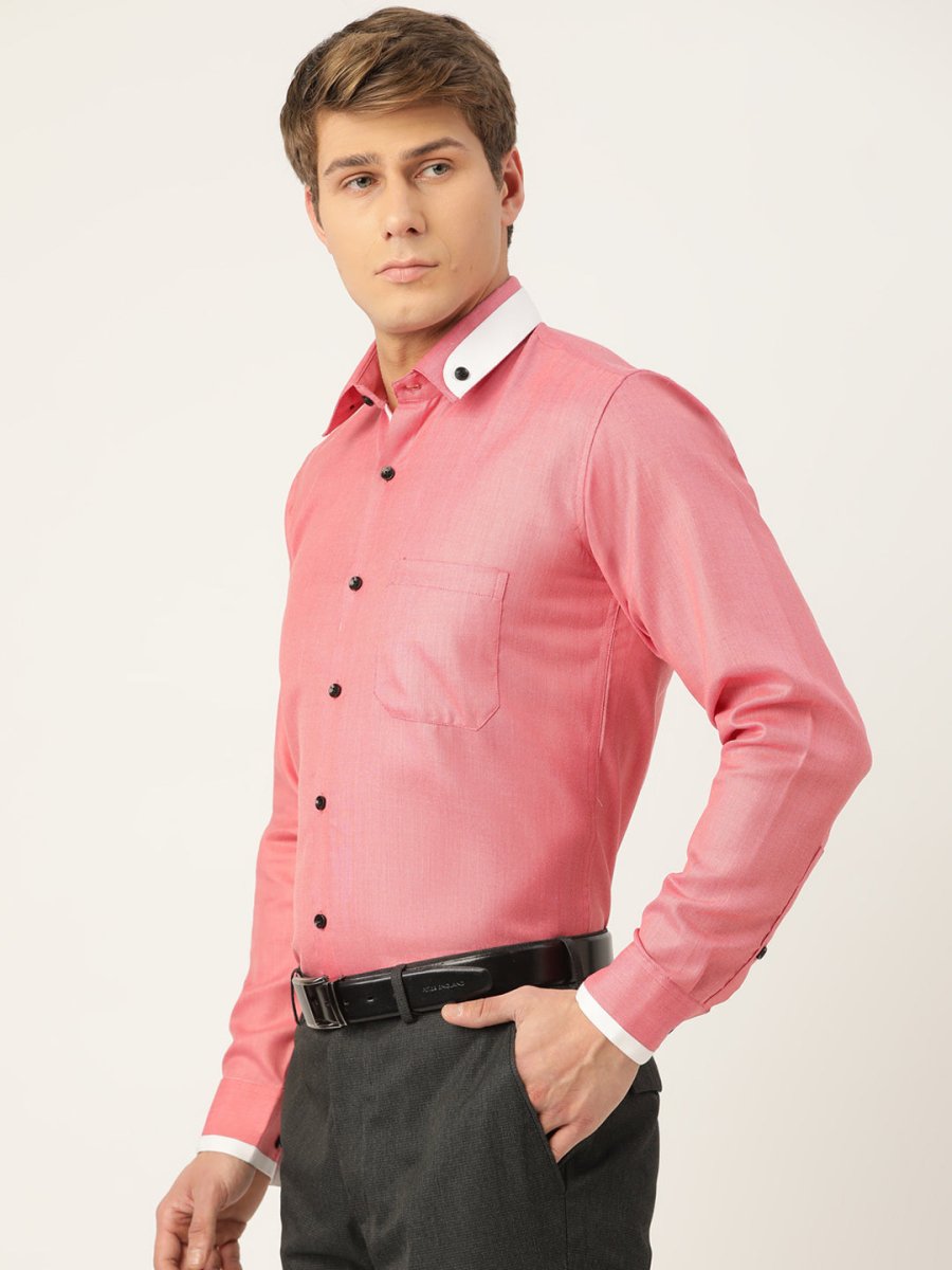 Indian Needle Men's Cotton Solid Formal Shirts - SF_796Red_S