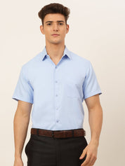 Indian Needle Men's Cotton Solid Formal Shirt's - SF_833Firozi_S