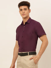 Indian Needle Men's Cotton Solid Formal Shirt's - SF_833Wine_S