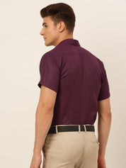 Indian Needle Men's Cotton Solid Formal Shirt's - SF_833Wine_S