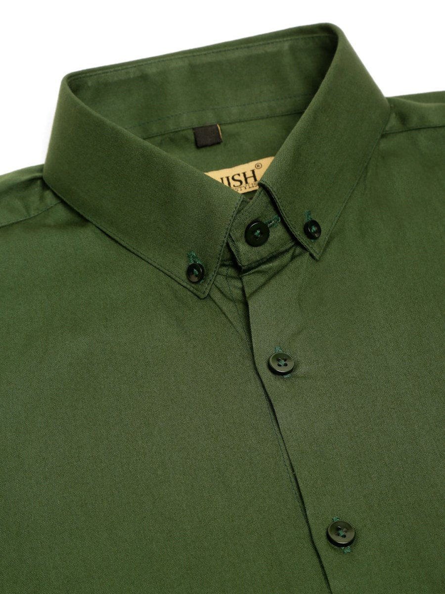 Indian Needle Men's Cotton Solid Formal Shirt's - SF_835Olive_S