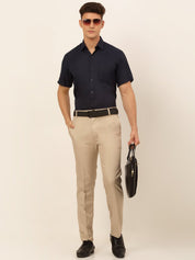 Indian Needle Men's Cotton Solid Formal Shirt's - SF_833Navy_S