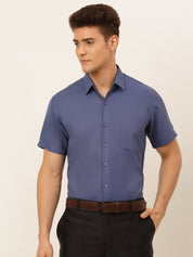 Indian Needle Men's Cotton Solid Formal Shirt's - SF_833Blue_S