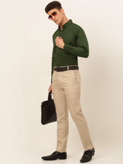 Indian Needle Men's Cotton Solid Formal Shirt's - SF_835Olive_S