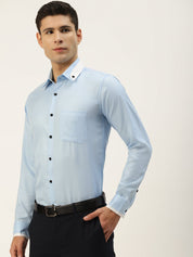 Indian Needle Men's Cotton Solid Formal Shirts - SF_796Sky_S