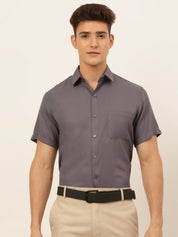 Indian Needle Men's Cotton Solid Formal Shirt's - SF_833Grey_S