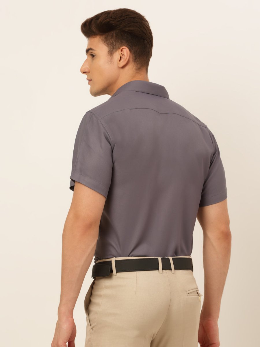 Indian Needle Men's Cotton Solid Formal Shirt's - SF_833Grey_S