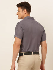 Indian Needle Men's Cotton Solid Formal Shirt's - SF_833Grey_S
