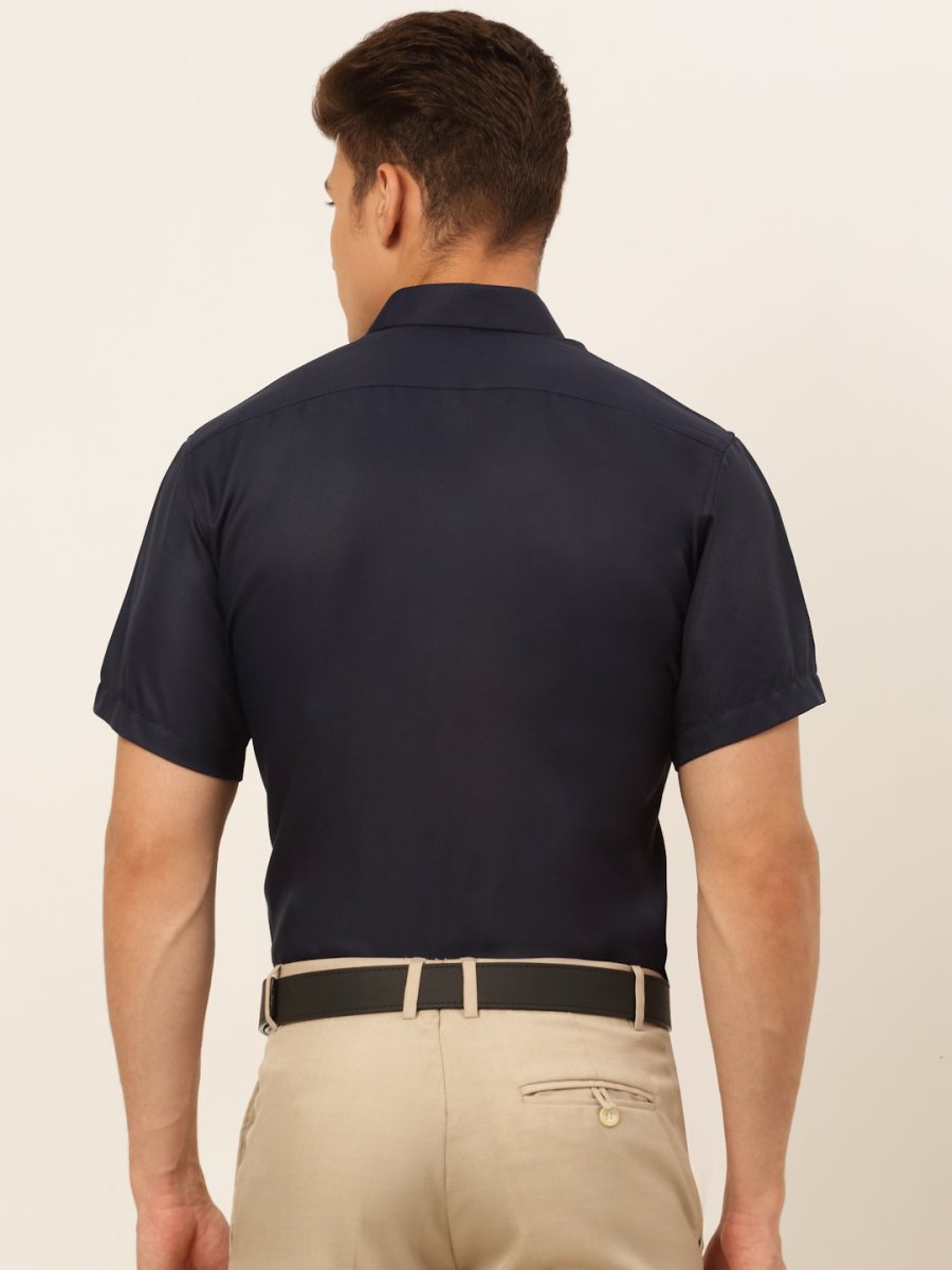 Indian Needle Men's Cotton Solid Formal Shirt's - SF_833Navy_S