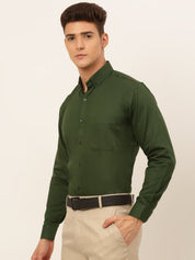 Indian Needle Men's Cotton Solid Formal Shirt's - SF_835Olive_S