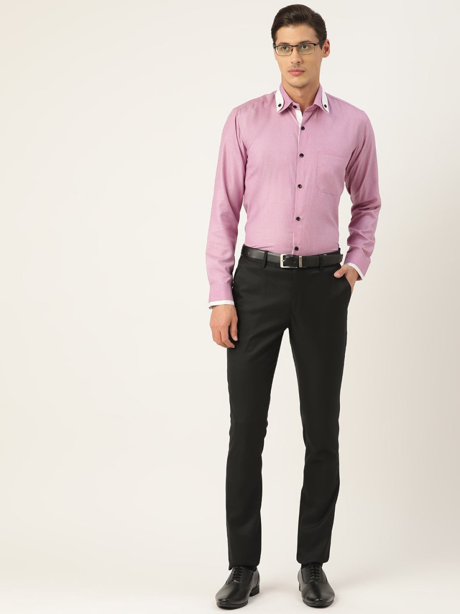 Indian Needle Men's Cotton Solid Formal Shirts - SF_796Purple_S