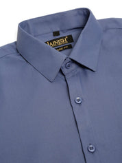 Indian Needle Men's Cotton Solid Formal Shirt's - SF_833Blue_S