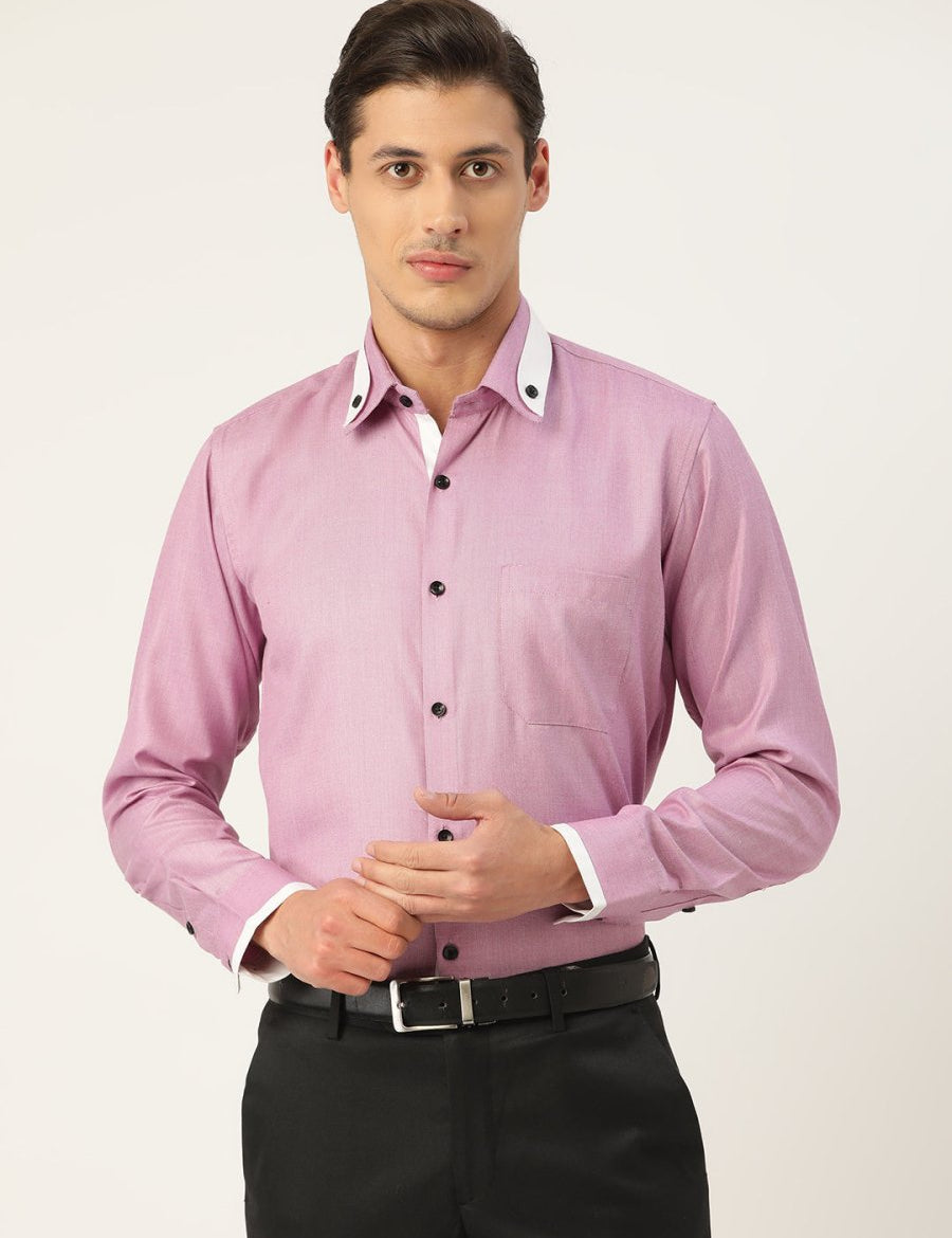 Indian Needle Men's Cotton Solid Formal Shirts - SF_796Purple_S