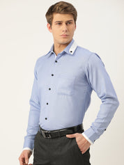 Indian Needle Men's Cotton Solid Formal Shirts - SF_796Blue_S