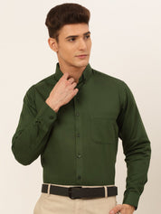 Indian Needle Men's Cotton Solid Formal Shirt's - SF_835Olive_S