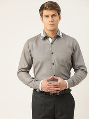 Indian Needle Men's Cotton Solid Formal Shirts - SF_796Charcoal_S
