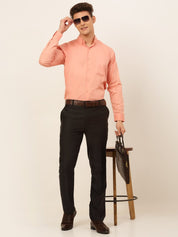 Indian Needle Men's Cotton Solid Formal Shirt's - SF_835Peach_S