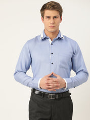 Indian Needle Men's Cotton Solid Formal Shirts - SF_796Blue_S