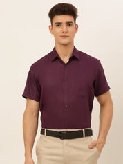 Indian Needle Men's Cotton Solid Formal Shirt's - SF_833Wine_S