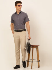 Indian Needle Men's Cotton Solid Formal Shirt's - SF_833Grey_S