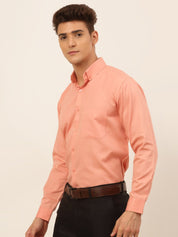 Indian Needle Men's Cotton Solid Formal Shirt's - SF_835Peach_S