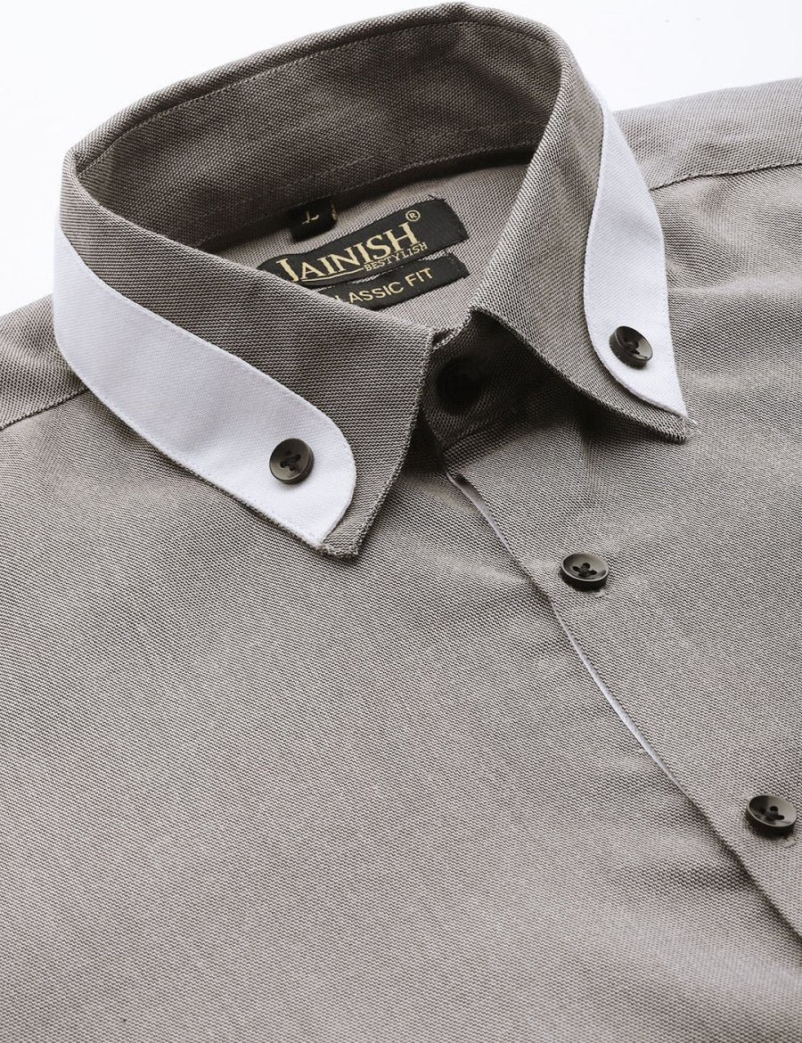 Indian Needle Men's Cotton Solid Formal Shirts - SF_796Charcoal_S