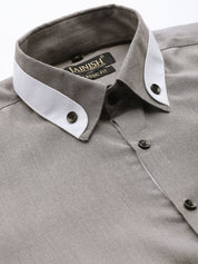 Indian Needle Men's Cotton Solid Formal Shirts - SF_796Charcoal_S