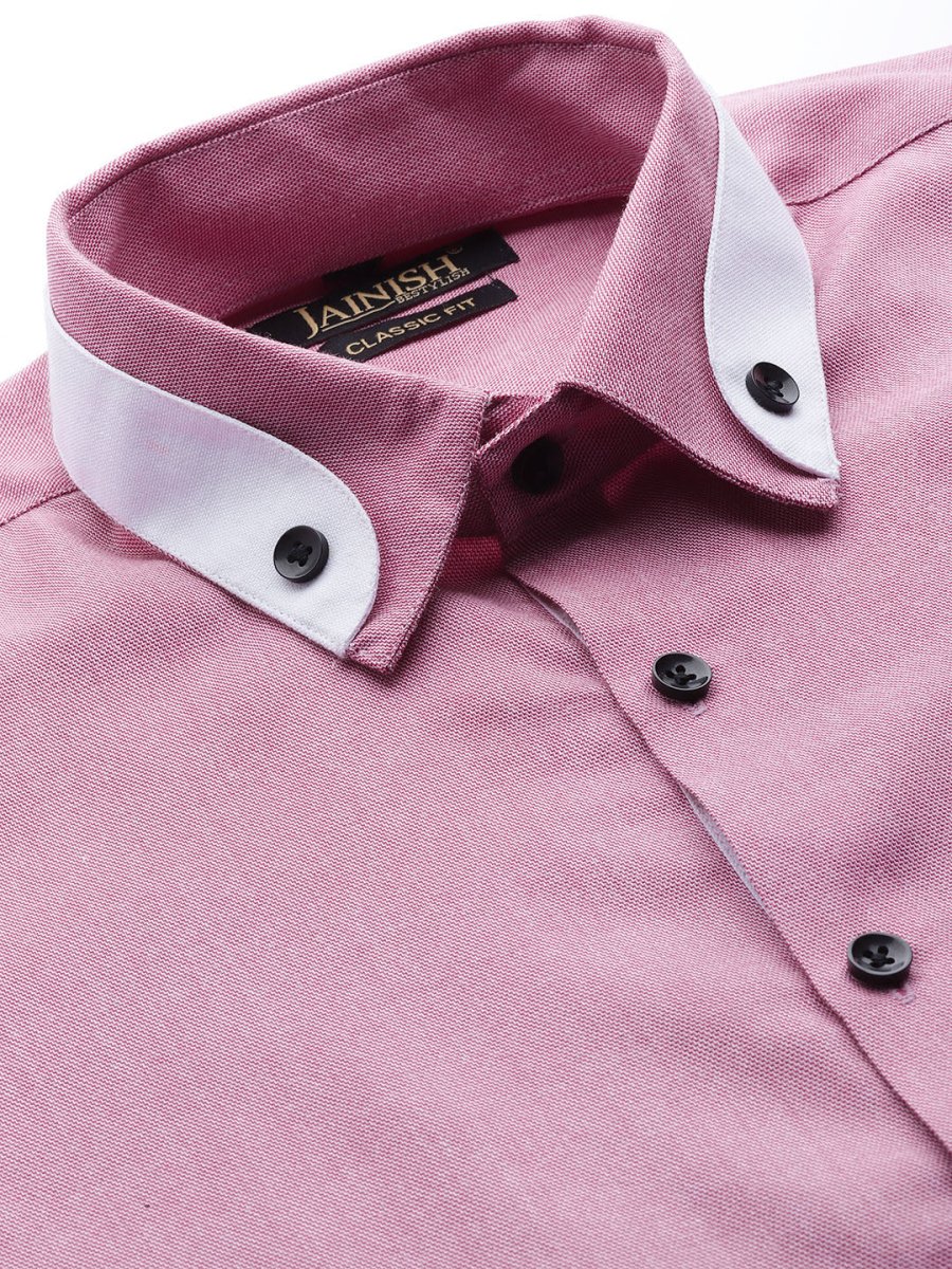 Indian Needle Men's Cotton Solid Formal Shirts - SF_796Purple_S