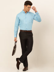 Indian Needle Men's Cotton Solid Formal Shirt's - SF_835Sky_S