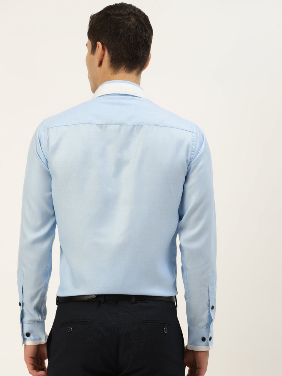 Indian Needle Men's Cotton Solid Formal Shirts - SF_796Sky_S