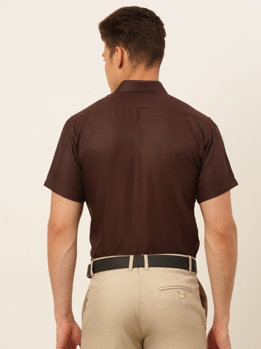 Indian Needle Men's Cotton Solid Formal Shirt's - SF_833Coffee_S