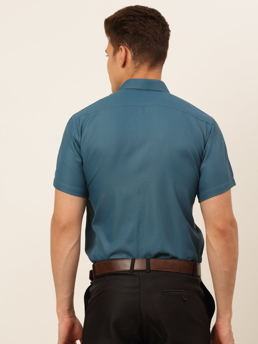 Indian Needle Men's Cotton Solid Formal Shirt's - SF_833Teal_S