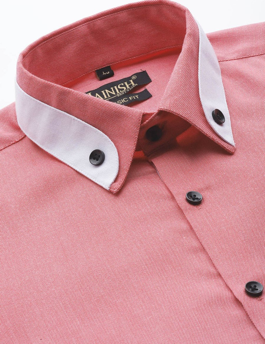 Indian Needle Men's Cotton Solid Formal Shirts - SF_796Red_S