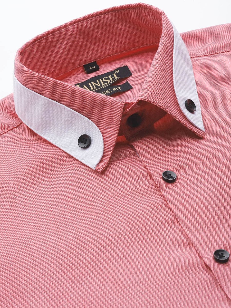 Indian Needle Men's Cotton Solid Formal Shirts - SF_796Red_S